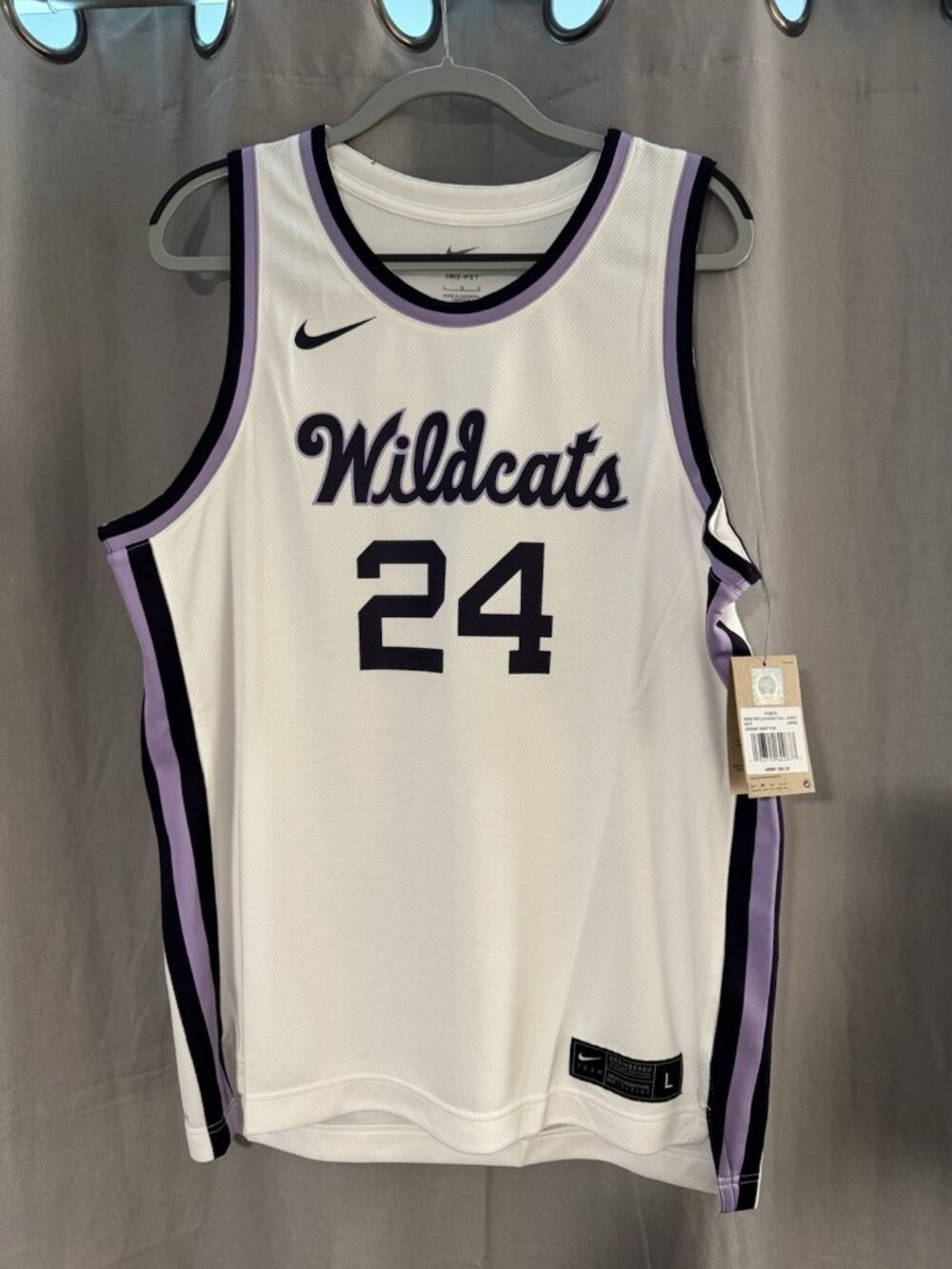 Nike Kansas State Wildcats #24 Basketball Jersey Men's L White NWT